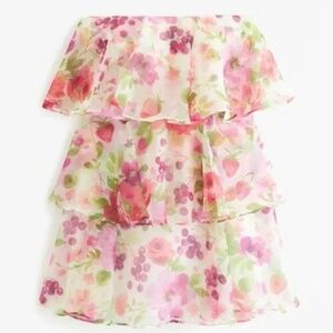 NWT Organza Tiered Strapless Mini Dress Abercrombie – Medium Petite